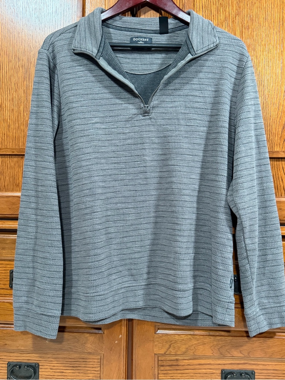 Dockers Striped Textured Quarter-Zip Pullover Sweater Preppy Classic DadCore
